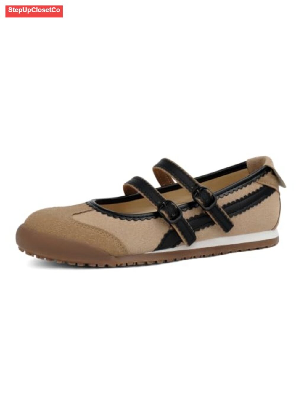 Mary Jane Fashion Sneakers Two Strap Rounded Toe Ballet Flats Women